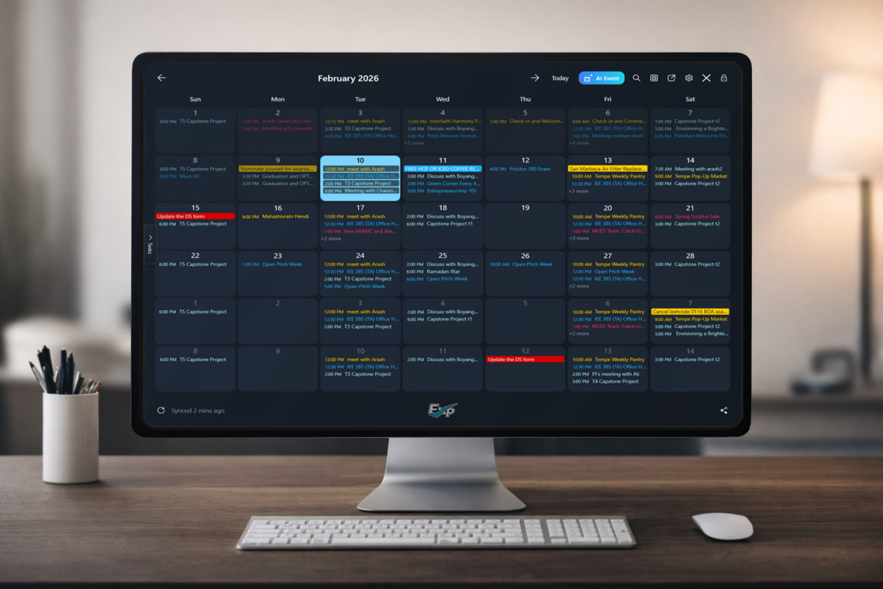 ExpCalendar Desktop View