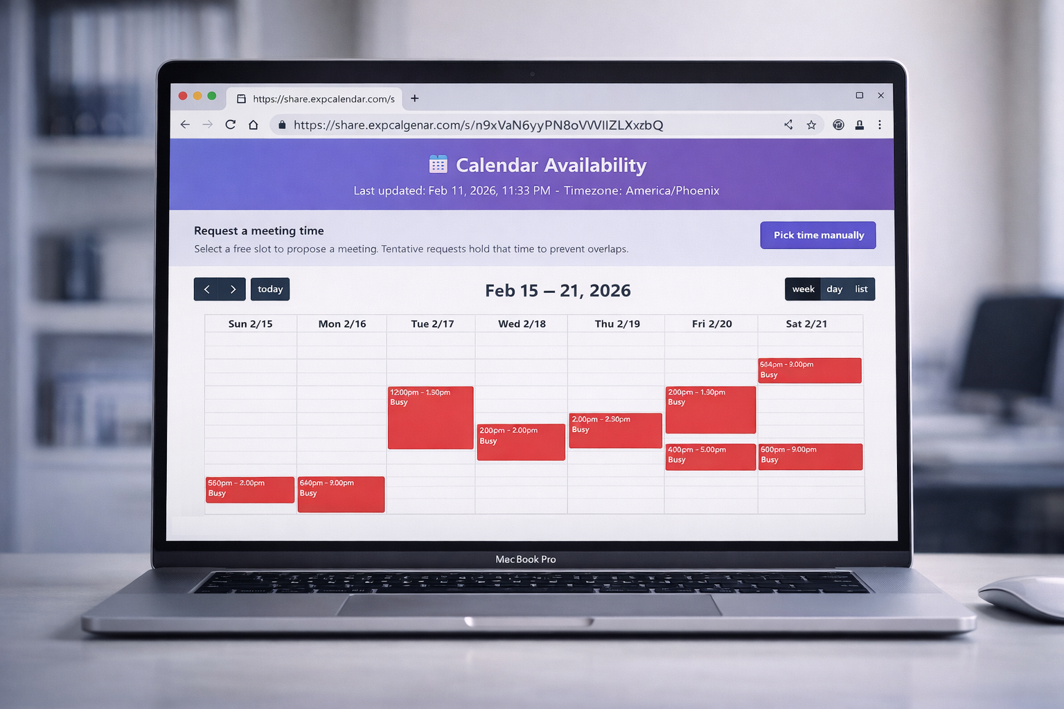 Pinluma Calendar View